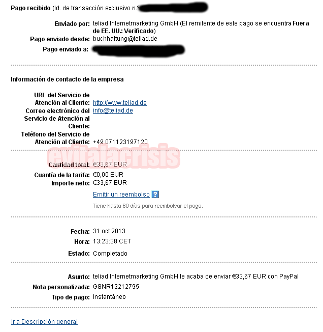 Recibido el 33º Pago de Teliad Recibido el 33º Pago de Teliad