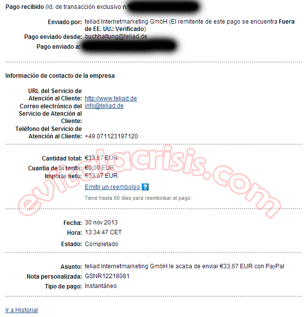 Recibido el 34º Pago de Teliad Recibido el 34º Pago de Teliad
