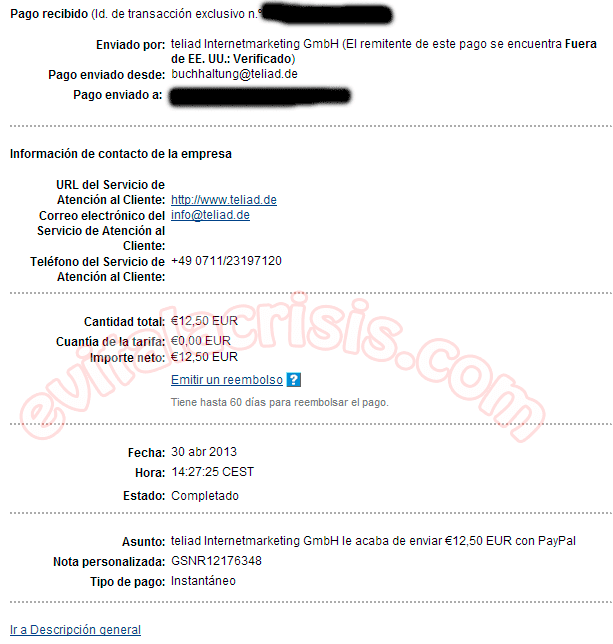 Recibido el 27º pago de Teliad Recibido el 27º pago de Teliad