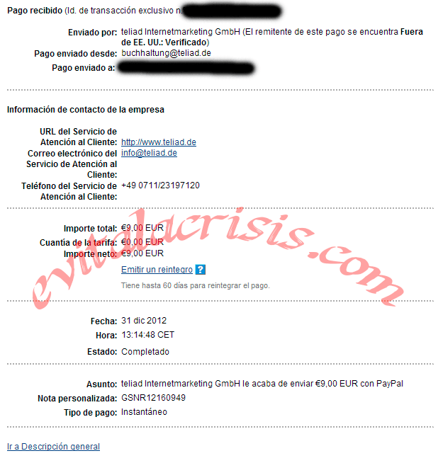 Recibido el 23º Pago de Teliad por Paypal