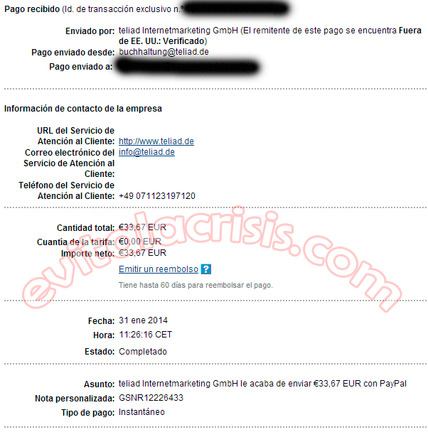 Recibido el 36º Pago de Teliad Recibido el 36º Pago de Teliad