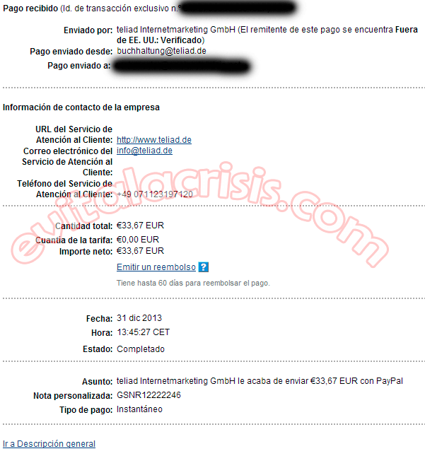 Recibido el 35º Pago de Teliad Recibido el 35º Pago de Teliad