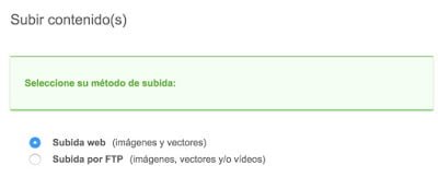 subida de imágenes a Fotolia