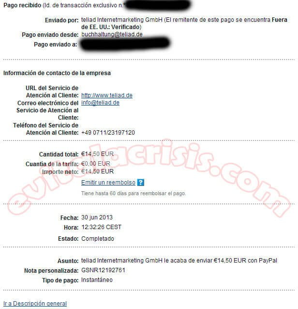 Recibido el 29º Pago de Teliad Recibido el 29º Pago de Teliad