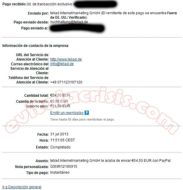 Recibido el 30º Pago de Teliad Recibido el 30º Pago de Teliad