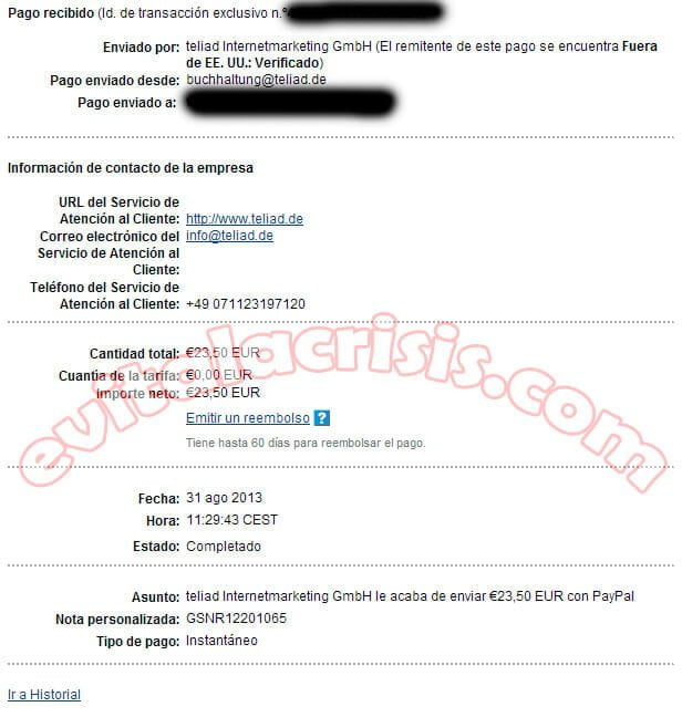 Recibido el 31º Pago de Teliad Recibido el 31º Pago de Teliad